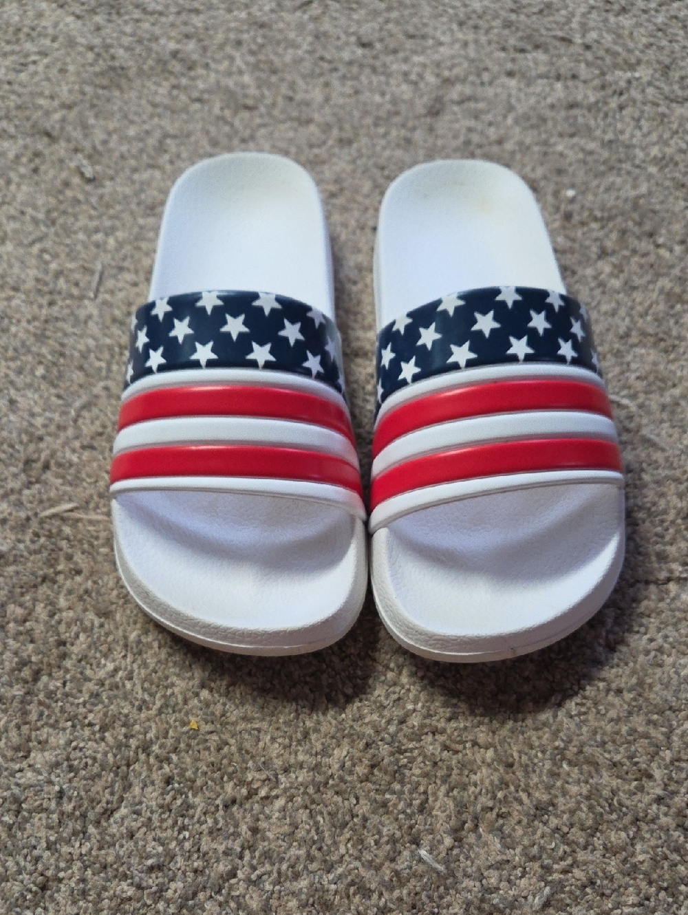 Adult's Star & Stripe Slide Sandals in Red, White & Blue